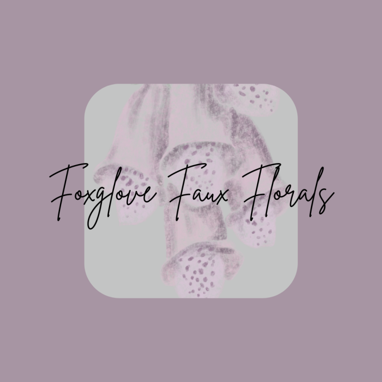 Logo featuring faux florals with a lavender background and stylised text.